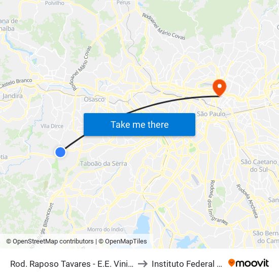 Rod. Raposo Tavares - E.E. Vinicius de Moraes to Instituto Federal São Paulo map