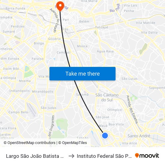 Largo São João Batista 5010 to Instituto Federal São Paulo map