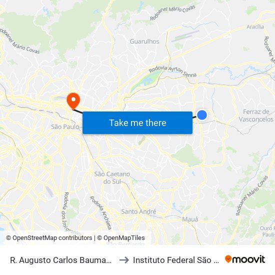 R. Augusto Carlos Bauman 1046 to Instituto Federal São Paulo map