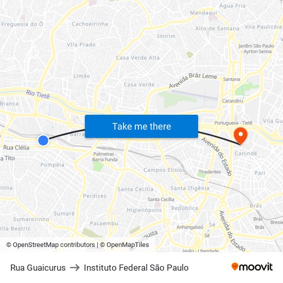 Rua Guaicurus to Instituto Federal São Paulo map