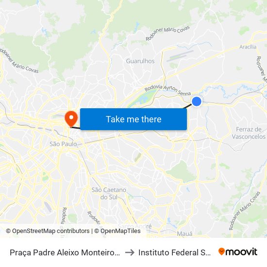 Praça Padre Aleixo Monteiro Mafra 135 to Instituto Federal São Paulo map