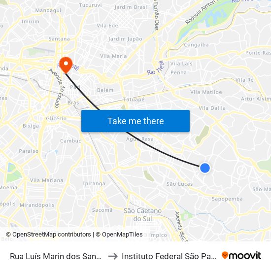 Rua Luís Marin dos Santos to Instituto Federal São Paulo map