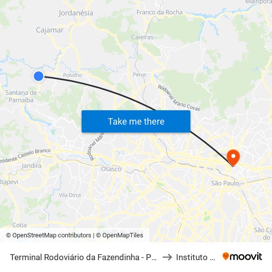 Terminal Rodoviário da Fazendinha - Parque dos Eucaliptos (Fazendinha), Santana de Parnaíba to Instituto Federal São Paulo map