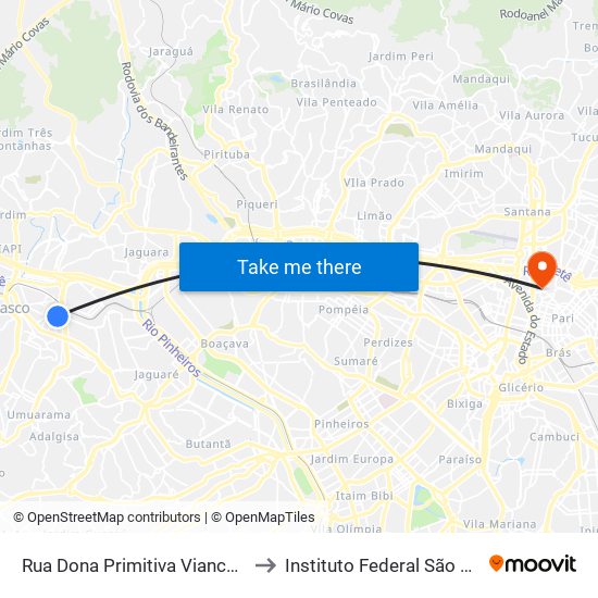 Rua Dona Primitiva Vianco, 475 to Instituto Federal São Paulo map