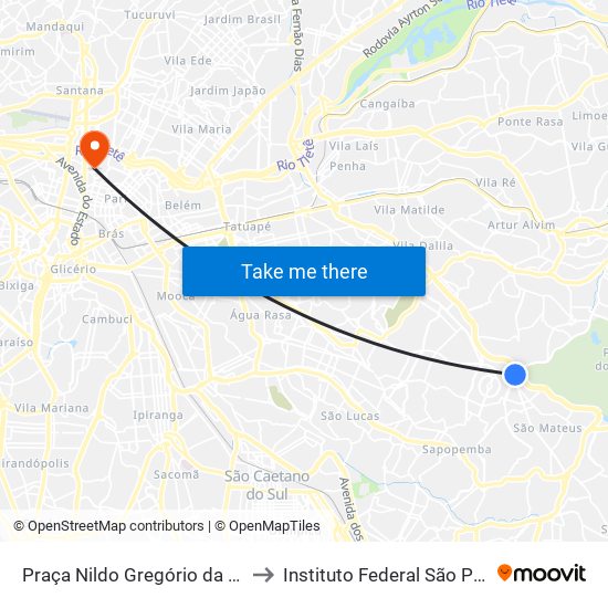 Praça Nildo Gregório da Silva to Instituto Federal São Paulo map