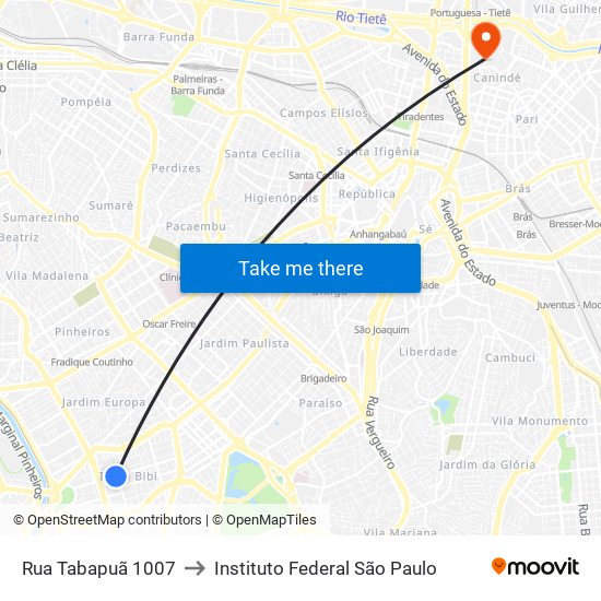 Rua Tabapuã 1007 to Instituto Federal São Paulo map
