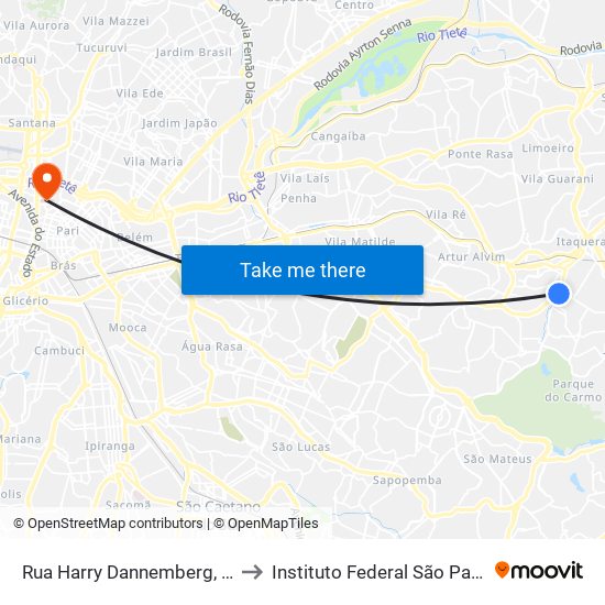 Rua Harry Dannemberg, 67 to Instituto Federal São Paulo map