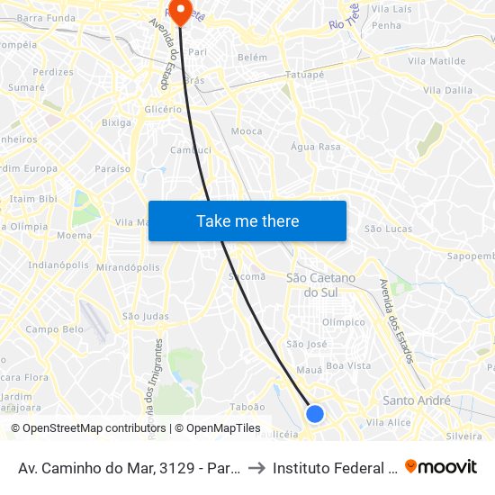 Av. Caminho do Mar, 3129 - Parada Jair Fongaro to Instituto Federal São Paulo map