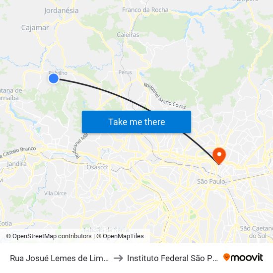 Rua Josué Lemes de Lima 1a to Instituto Federal São Paulo map