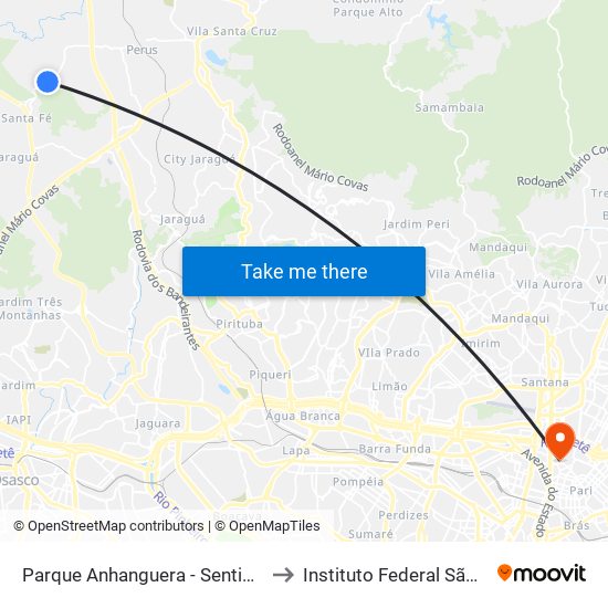 Parque Anhanguera - Sentido Perus to Instituto Federal São Paulo map