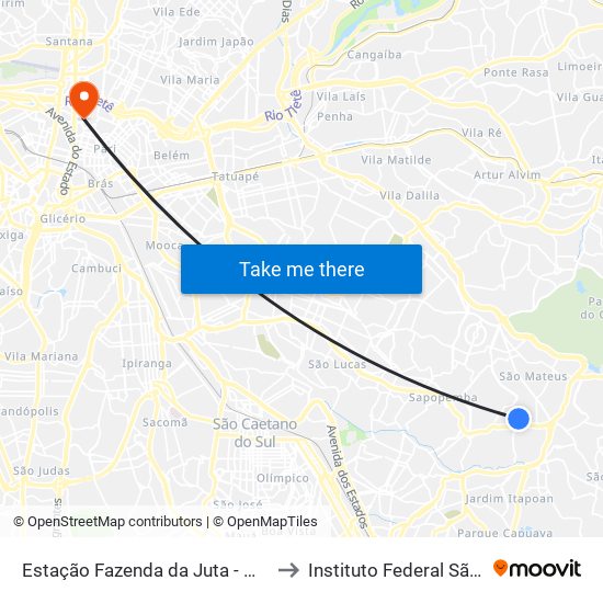 Estação Fazenda da Juta - Monotrilho to Instituto Federal São Paulo map