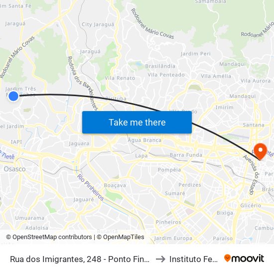 Rua dos Imigrantes, 248 - Ponto Final do Jardim Açucará - Bonança, Osasco to Instituto Federal São Paulo map