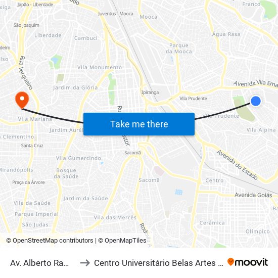 Av. Alberto Ramos, 487 to Centro Universitário Belas Artes de São Paulo map