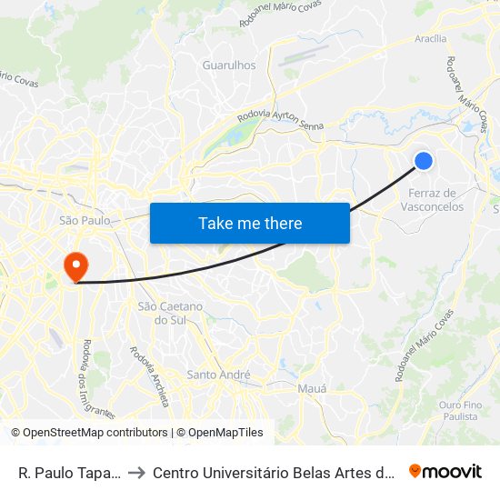R. Paulo Tapajós, 9 to Centro Universitário Belas Artes de São Paulo map