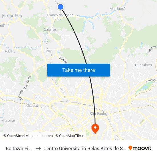 Baltazar Fidélis to Centro Universitário Belas Artes de São Paulo map