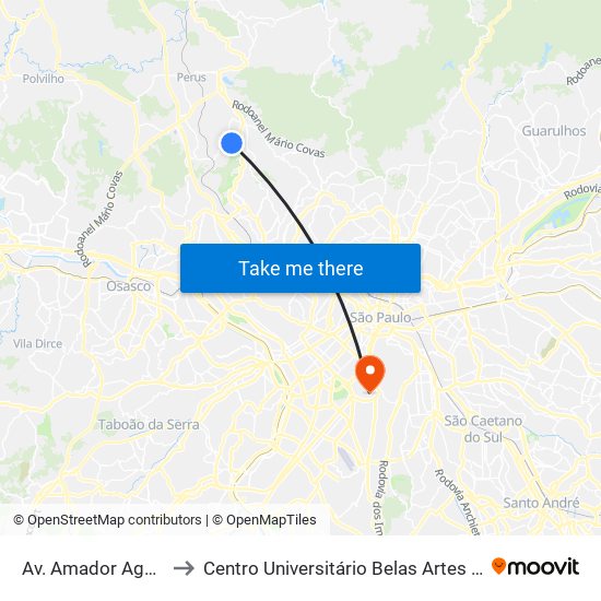 Av. Amador Aguiar, 180 to Centro Universitário Belas Artes de São Paulo map