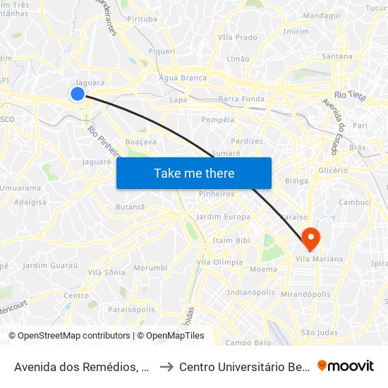 Avenida dos Remédios, 619 - Remédios, Osasco to Centro Universitário Belas Artes de São Paulo map