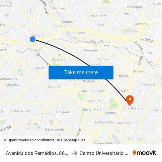 Avenida dos Remédios, 668 - Vila dos Remedios, Osasco to Centro Universitário Belas Artes de São Paulo map