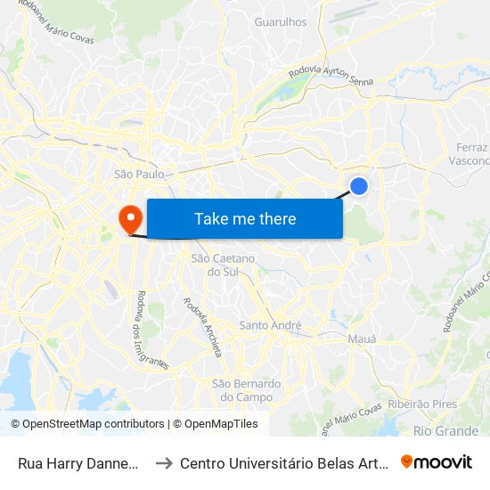 Rua Harry Dannemberg, 499 to Centro Universitário Belas Artes de São Paulo map