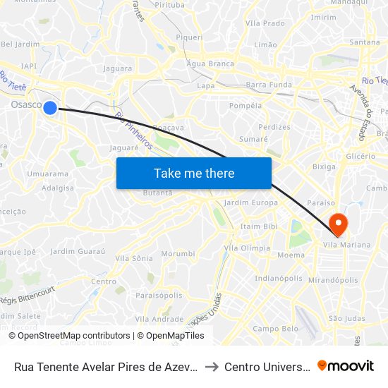 Rua Tenente Avelar Pires de Azevedo, Centro, Osasco - São Paulo, 06013, Brasil - Centro, Osasco to Centro Universitário Belas Artes de São Paulo map