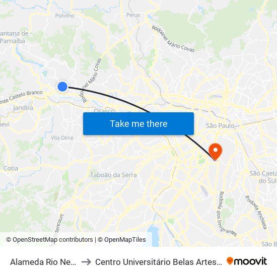Alameda Rio Negro, 853 to Centro Universitário Belas Artes de São Paulo map