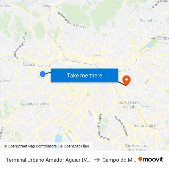 Terminal Urbano Amador Aguiar (Vila Yara) to Campo do Misto map