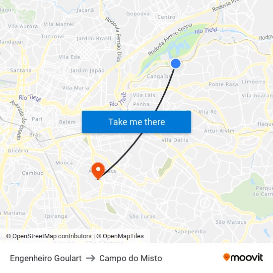 Engenheiro Goulart to Campo do Misto map