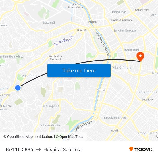 Br-116 5885 to Hospital São Luiz map