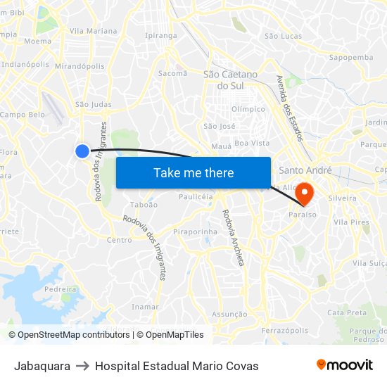 Jabaquara to Hospital Estadual Mario Covas map