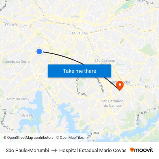 São Paulo-Morumbi to Hospital Estadual Mario Covas map