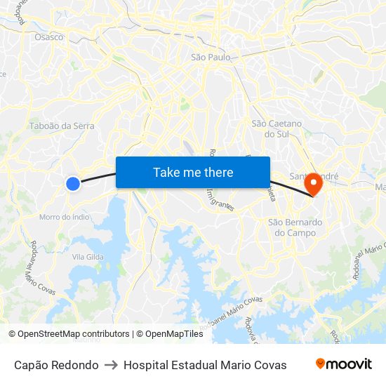 Capão Redondo to Hospital Estadual Mario Covas map