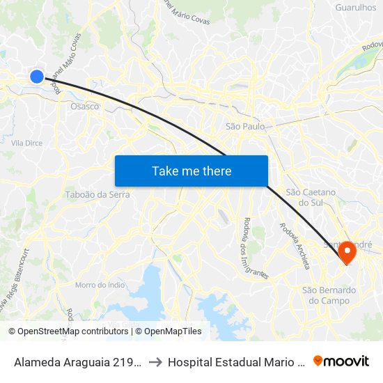 Alameda Araguaia 2190 Cea to Hospital Estadual Mario Covas map