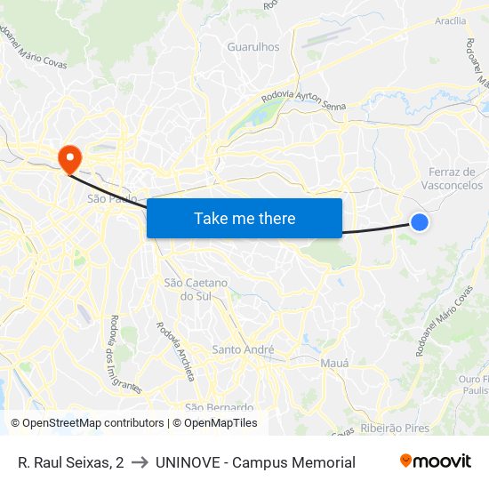 R. Raul Seixas, 2 to UNINOVE - Campus Memorial map