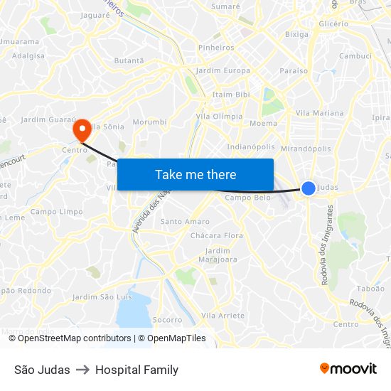 São Judas to Hospital Family map