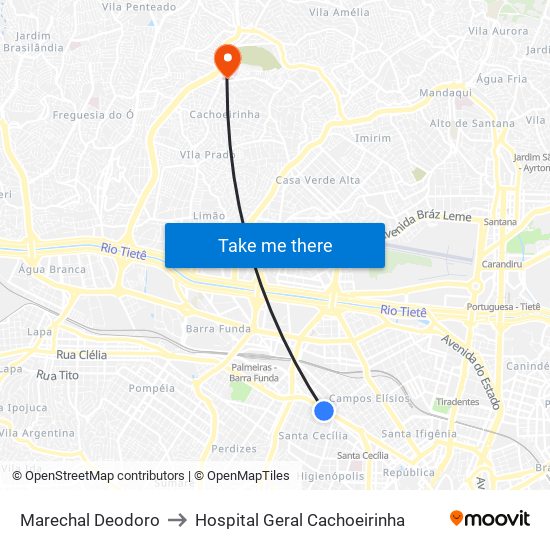 Marechal Deodoro to Hospital Geral Cachoeirinha map
