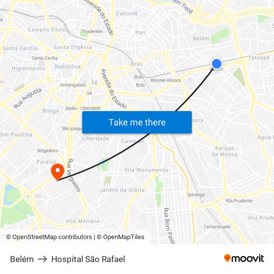 Belém to Hospital São Rafael map