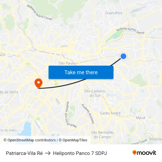 Patriarca-Vila Ré to Heliponto Panco 7 SDPJ map