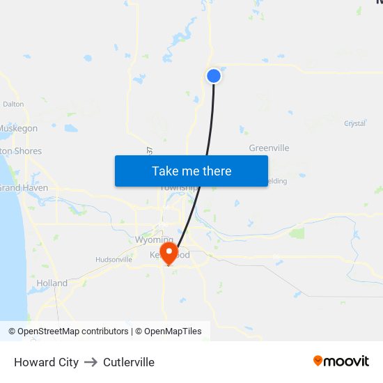 Howard City to Cutlerville map