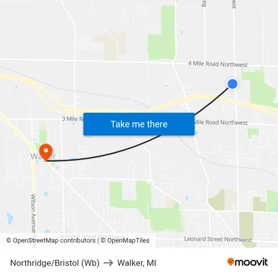 Northridge/Bristol (Wb) to Walker, MI map