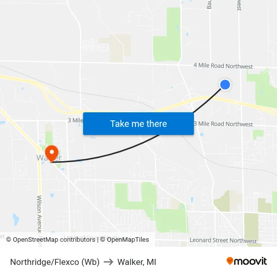 Northridge/Flexco (Wb) to Walker, MI map