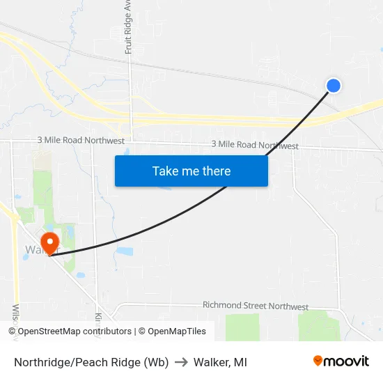 Northridge/Peach Ridge (Wb) to Walker, MI map