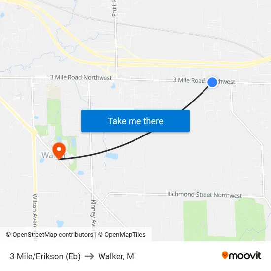 3 Mile/Erikson (Eb) to Walker, MI map