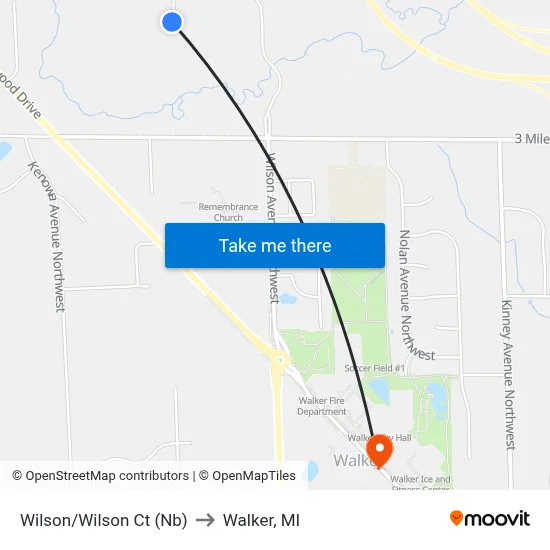 Wilson/Wilson Ct (Nb) to Walker, MI map
