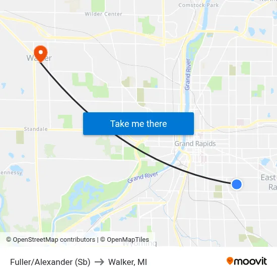 Fuller/Alexander (Sb) to Walker, MI map