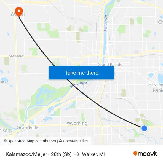 Kalamazoo/Meijer - 28th (Sb) to Walker, MI map