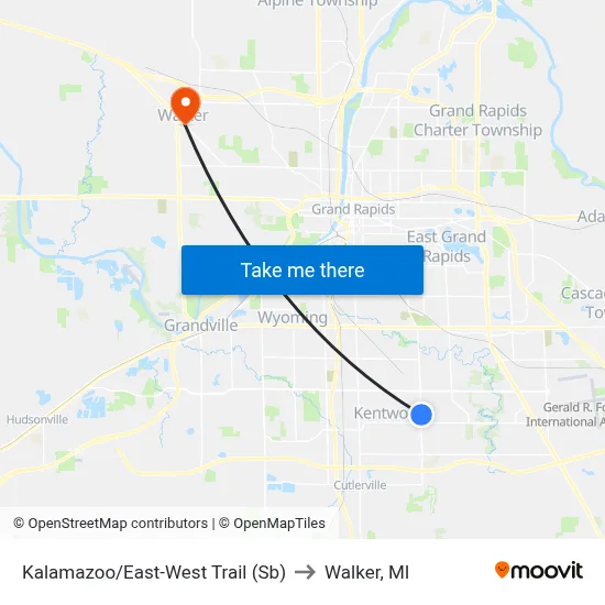 Kalamazoo/East-West Trail (Sb) to Walker, MI map