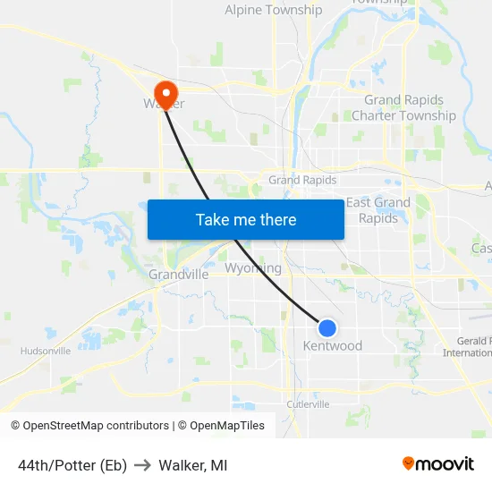 44th/Potter (Eb) to Walker, MI map