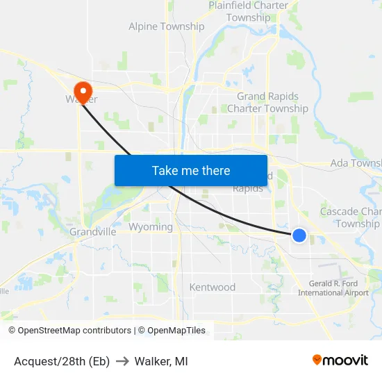 Acquest/28th (Eb) to Walker, MI map