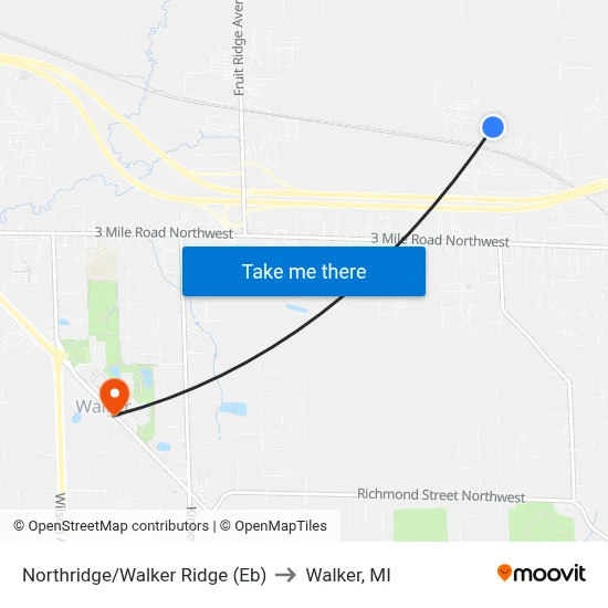 Northridge/Walker Ridge (Eb) to Walker, MI map