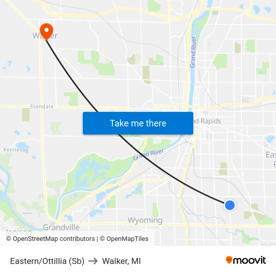 Eastern/Ottillia (Sb) to Walker, MI map